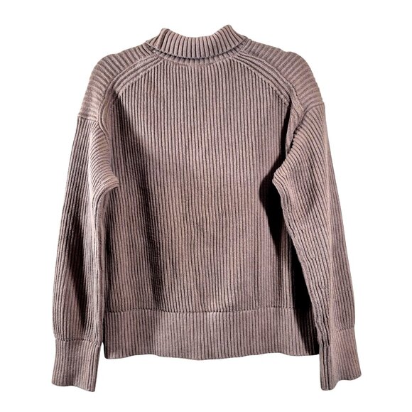 Everlane Womens Sweater Size S Ribbed Pullover Oversized Cozy High Neck Brown - Picture 2 of 7